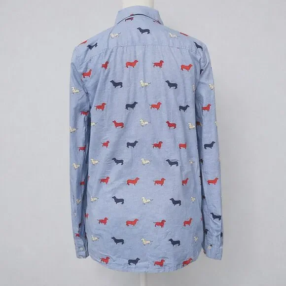 Talbots Women’s Cute Small Button Down Shirt Dachshund Wiener Dog Print Preppy - Picture 3 of 7